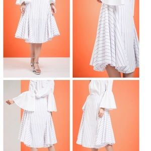 NWT J.O.A. Striped Fit-and-Flare Midi Skirt